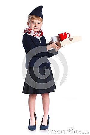 Little stewardess Stock Photo