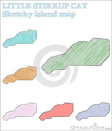 Little Stirrup Cay sketchy island. Vector Illustration