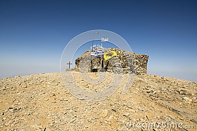 Little stone chapel of the Holy Cross, Mount Ida, Idha, Idhi, Ita, Psiloritis is the highest mountain on Crete in Idi mountains Stock Photo