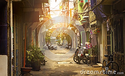 Little street of Ho Chi Minh city, Vietnam Stock Photo