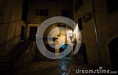 Little street in Kotor, Montenegro Editorial Stock Photo