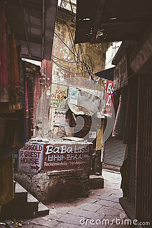 Little Street in Varanasi, India Editorial Stock Photo