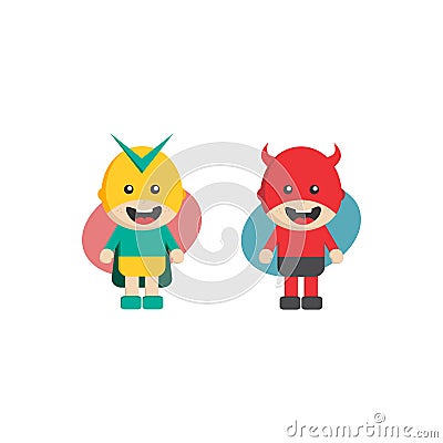 little superhero flat cartoon Vector Illustration