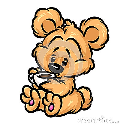 Little teddy-bear coffee Cartoon Illustration