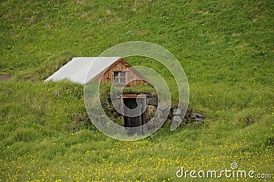 Little traditional house of Iceland Stock Photo