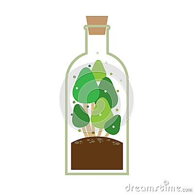 Little Tree In A Bottle Vector Illustration