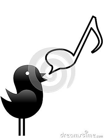 A little tweet bird sings a note Vector Illustration