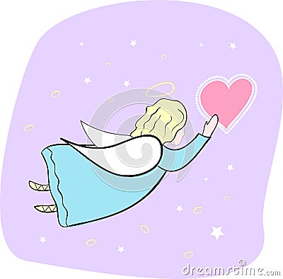 Little vector angel greeting card Cartoon Illustration
