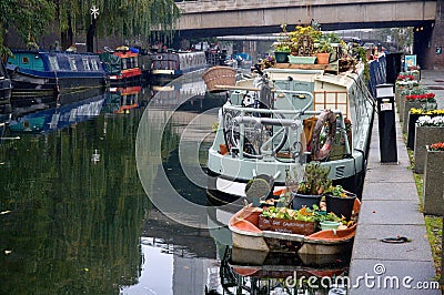 Little Venice canal in London at autumn Editorial Stock Photo