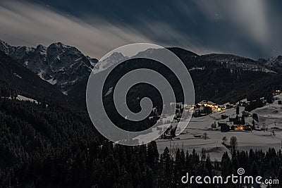 Little village in the Carinthian Alps at night Stock Photo