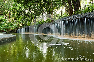 Little Waterful artificial in Singapore's Botanical garden Stock Photo