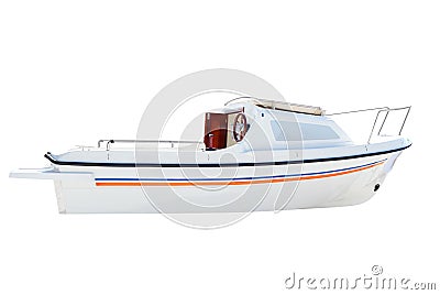 Little white boat isolated Stock Photo