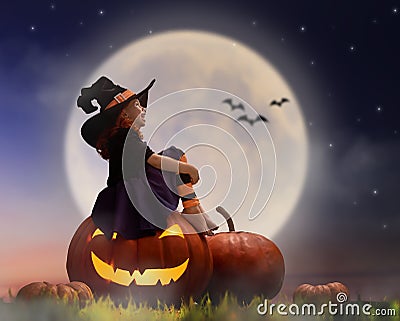 Little witch outdoors Stock Photo