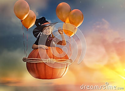 Little witch outdoors Stock Photo