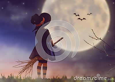 Little witch outdoors Stock Photo