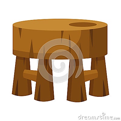 little wooden bench isolated icon Cartoon Illustration