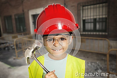Little worker girl Stock Photo