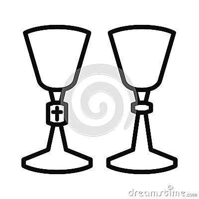 Liturgical christian chalice line icon Vector Illustration