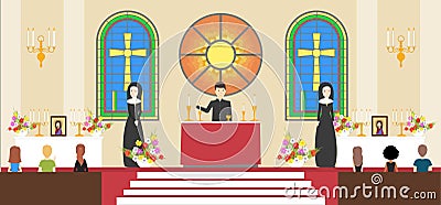 Liturgy at church. Vector Illustration