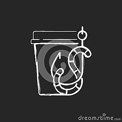 Live bait chalk white icon on black background Vector Illustration