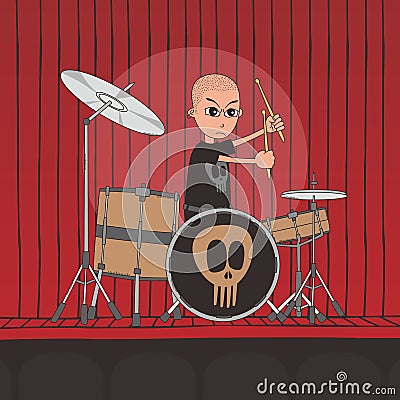 Live band boy cartoon character Vector Illustration