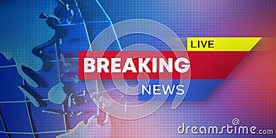 LIVE BREAKING NEWS television broadcast with globe on gradient blue background, illustration Cartoon Illustration