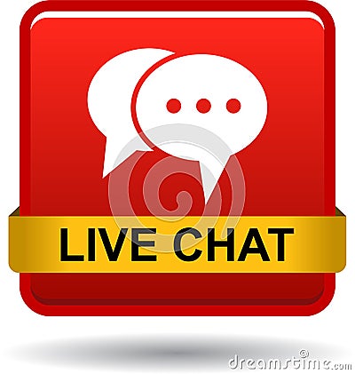 Live chat icon web button red Vector Illustration