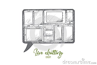 Live chatting concept. Hand drawn isolated vector. Vector Illustration