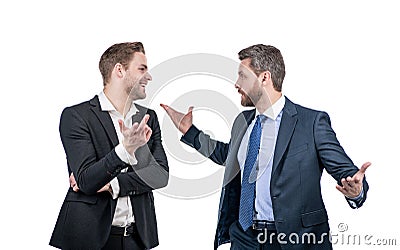 live communication. colleagues have discussing business. businessmen have lively conversation. Stock Photo