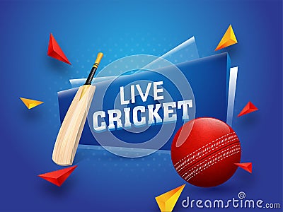 Live cricket tournament poster or banner design. Stock Photo