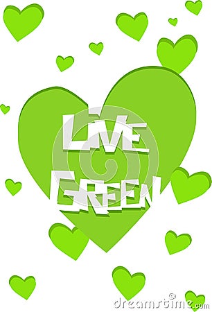 Live green concept image with hearts Vector Illustration