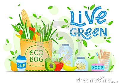 Live green - eco concept Cartoon Illustration
