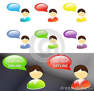 Live help icons Stock Photo