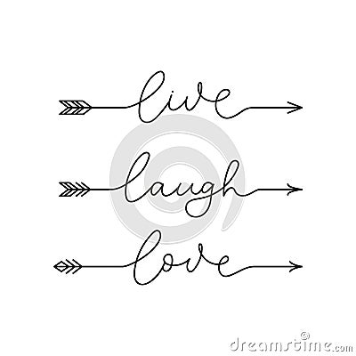 Live laugh love inspirational lettering quote Vector Illustration