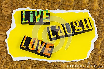 Live laugh love together enjoy happiness heart Stock Photo