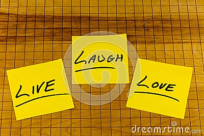 Live laugh love together happy message happiness valentine greeting Stock Photo