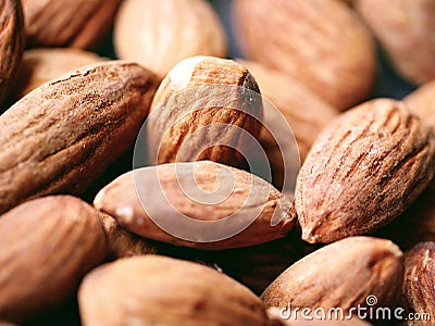 Live Long Healthy Nutritious Delicious Pile of Almond Nut Snack Macro Closeup Stock Photo