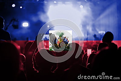 Live music concert with blending Haiti flag on fans Stock Photo