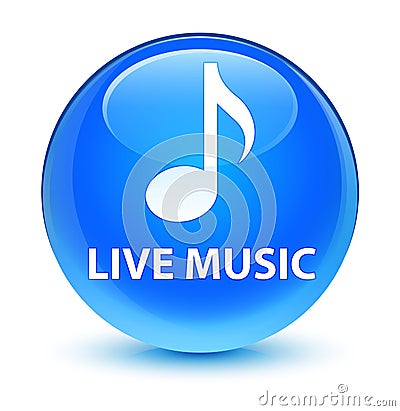 Live music glassy cyan blue round button Cartoon Illustration
