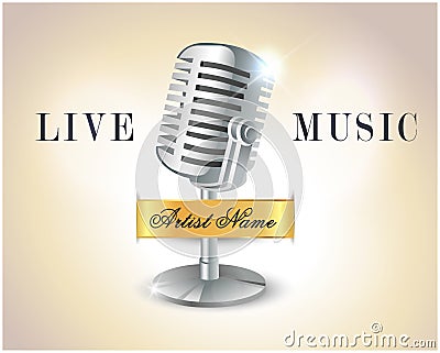 Live music poster with microphone - vector eps10 Vector Illustration