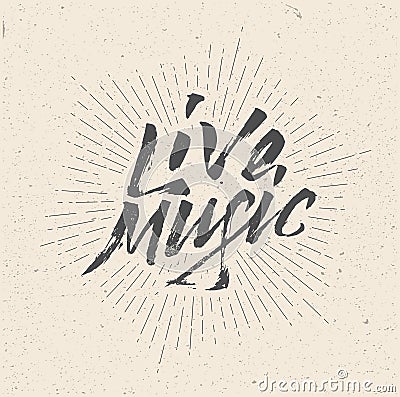 Live Music Sign, Badge, Logo, Poster, Flyer. Vector Illustration