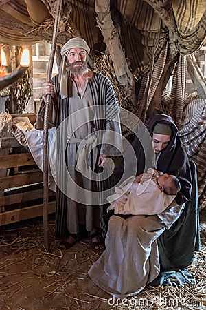 Live Nativity Scene in Gozo, Malta Editorial Stock Photo