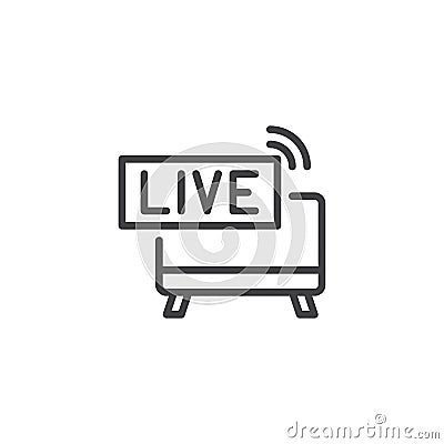 Live news outline icon Vector Illustration