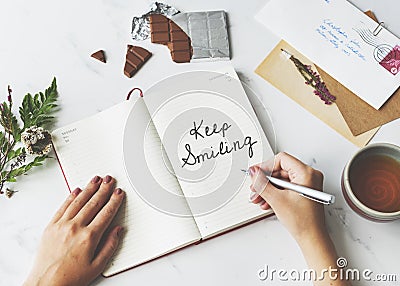 Live Now Keep Smiling Concept Stock Photo