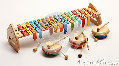 Musicians Rocking Out on Stage with a Variety of Instruments and Equipment generated by AI tool Stock Photo