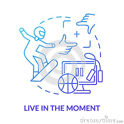 Live in present moment blue gradient concept icon Vector Illustration