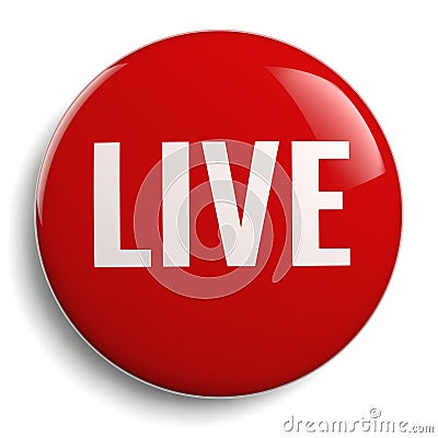 Live Red Round Symbol Isolated Stock Photo