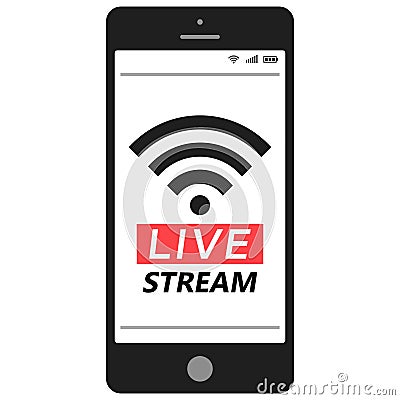 Live stream smartphone Social media Network live streaming vector smartphone mobile broadcast stream icon logo Vector Illustration