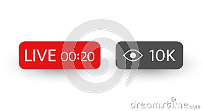 Live stream video background with 10k views. Live streaming, news symbol on transparent background. Social media Vector Illustration