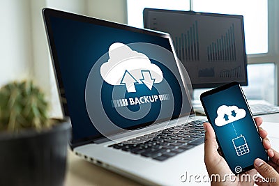 LIVE STREAMING Backup Download Computing Digital Data transferring , STREAMING Download Stock Photo